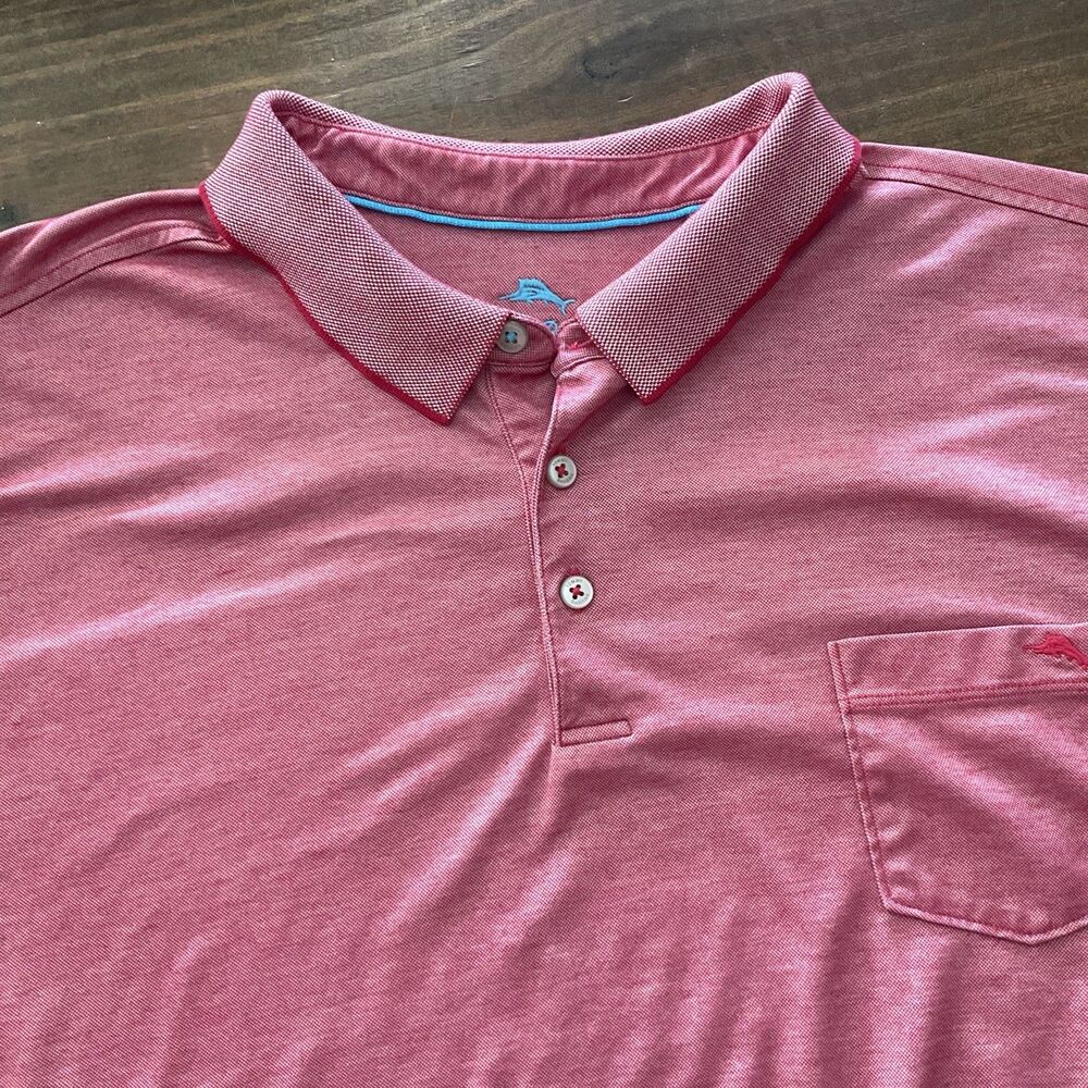 Tommy Bahama Polo Shirt Mens 3XLT Pink Big & Tall Pima Cotton Blend Pocket Logo
